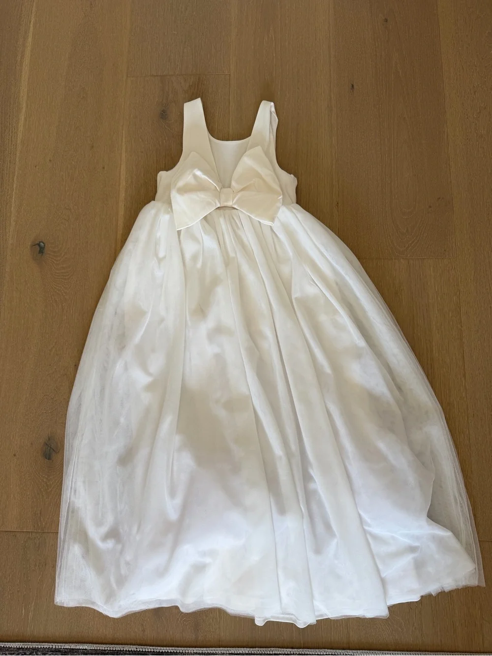 Show Me Your MuMu Girls' White Satin & Tulle Flower Girl Dress